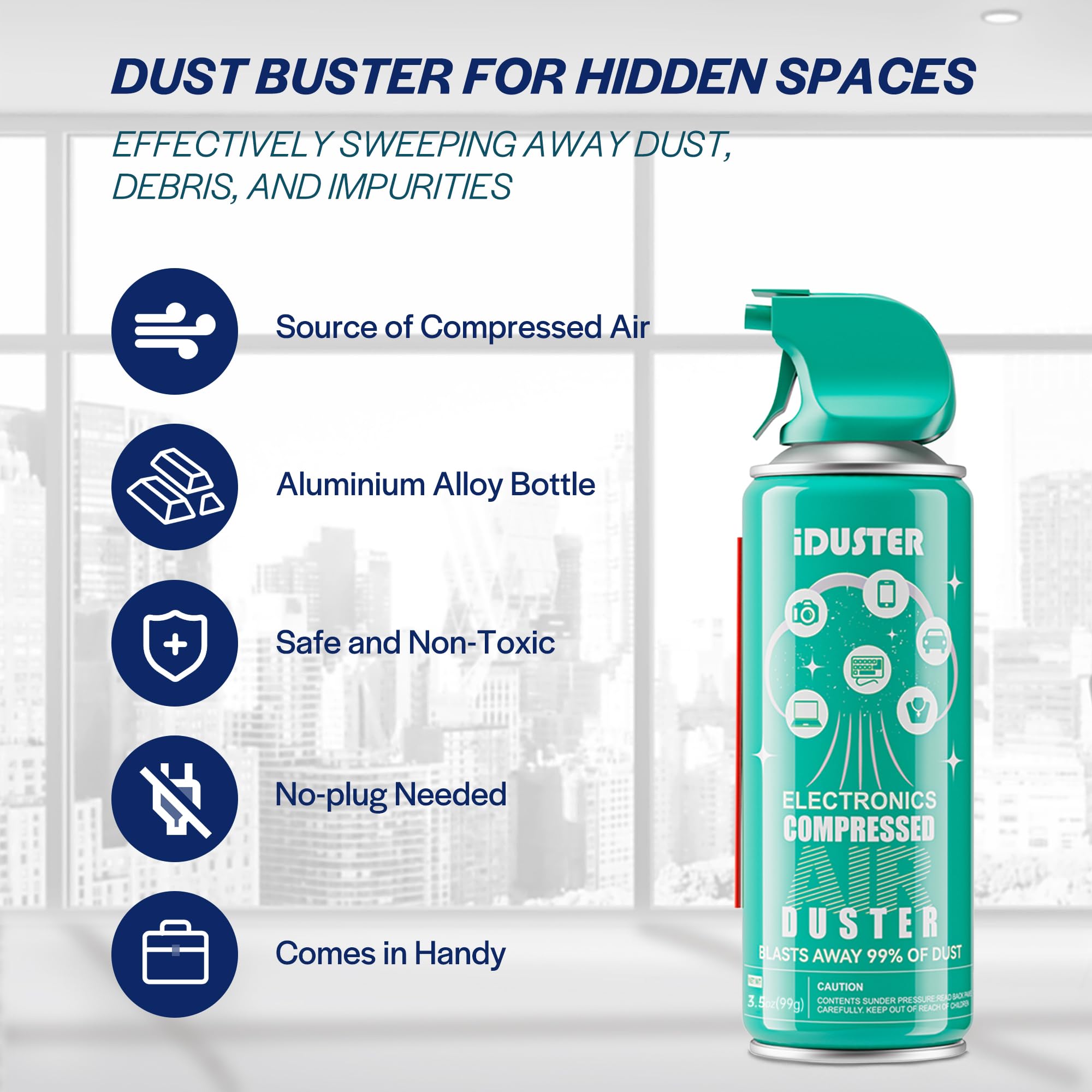 Iduster Disposable Compressed Air Can   3.5Oz Computer Keyboard Cleaner, 1 Count